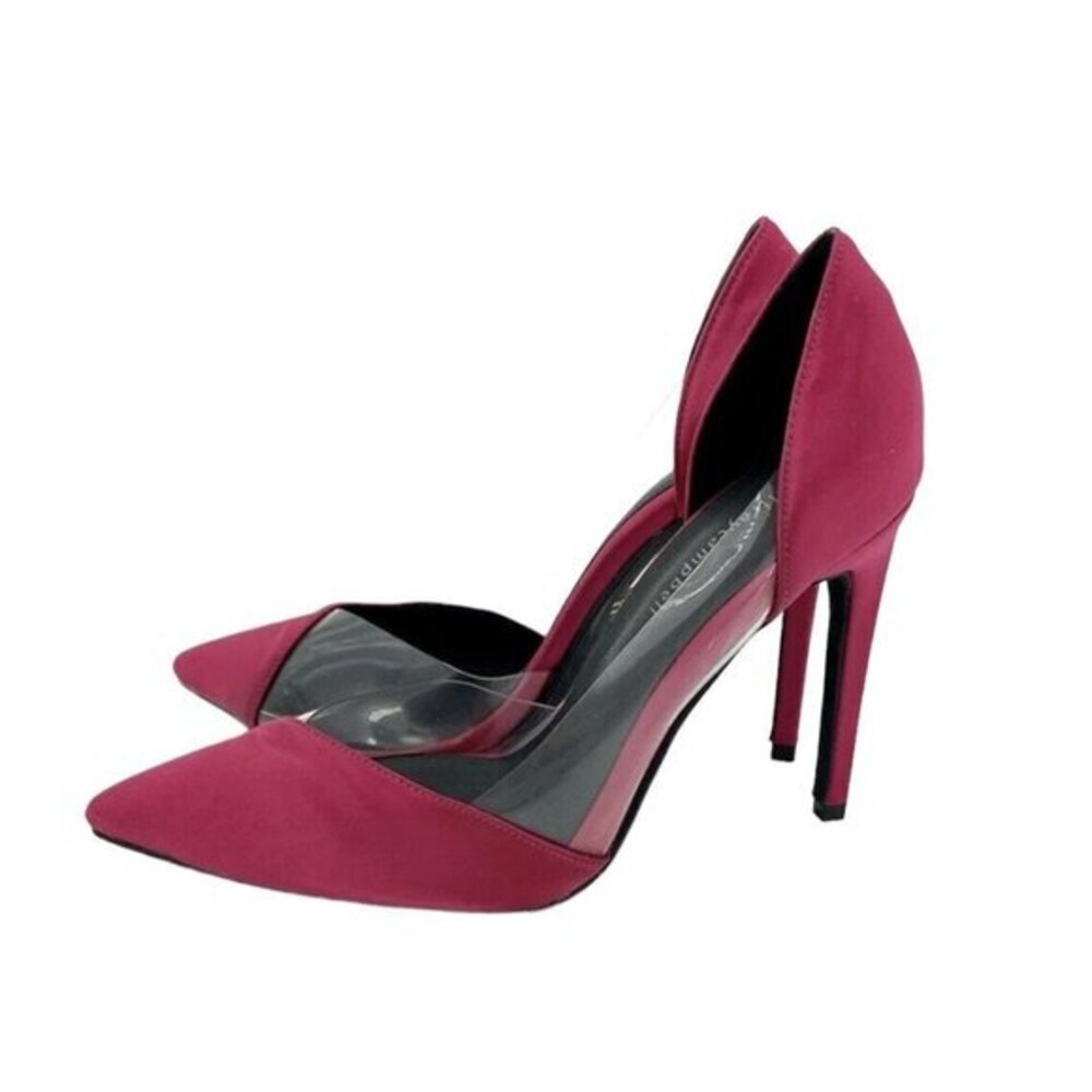 Jeffrey Campbell Pumps Pink Satin Pointed Toe Heels Clear Side Sz 7.5 New